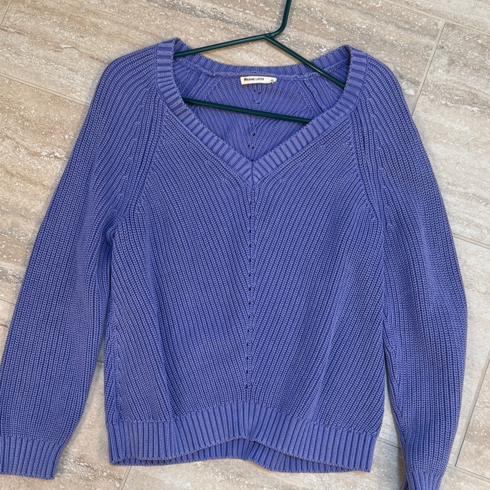Marine Layer V-Neck Sweater in Purple